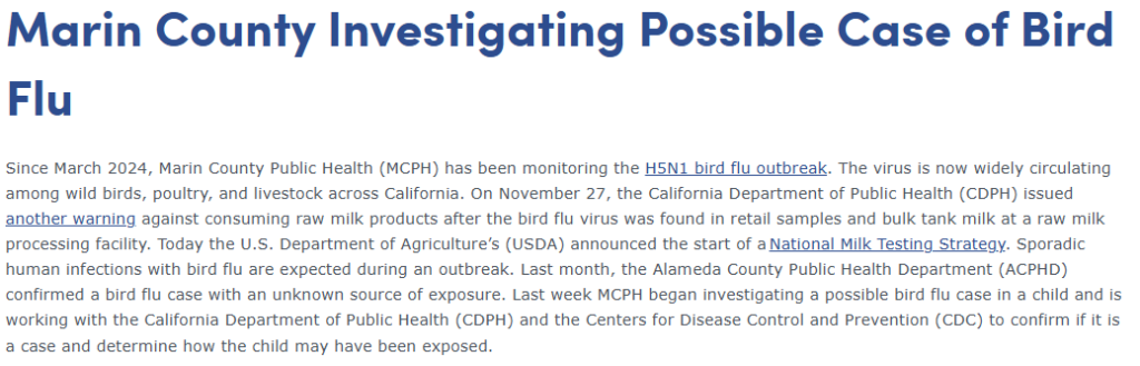H5N1 bird flu human case in California