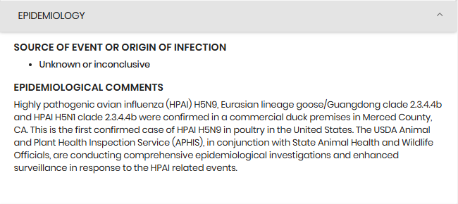 H5N9 outbreak on California duck farm reported to WAHIS on January 24, 2025