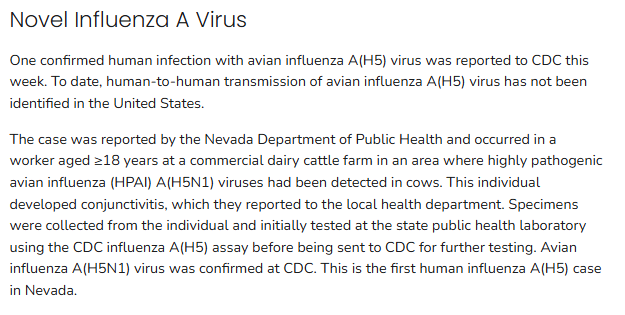 CDC confirms first human H5N1 bird flu case in Nevada