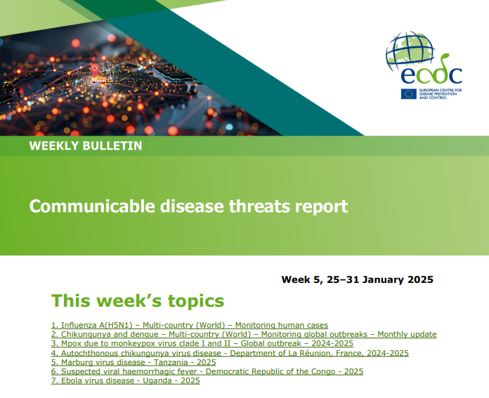 January 31, 2025 ECDC Communicable Disease Threat Report, reporting new details on recent H5N1 human case in the U.K.